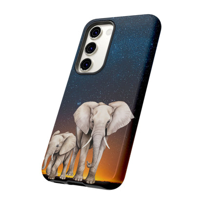 Starry Safari Elephant Family Mobile Cover – Cosmic Wildlife Aesthetic