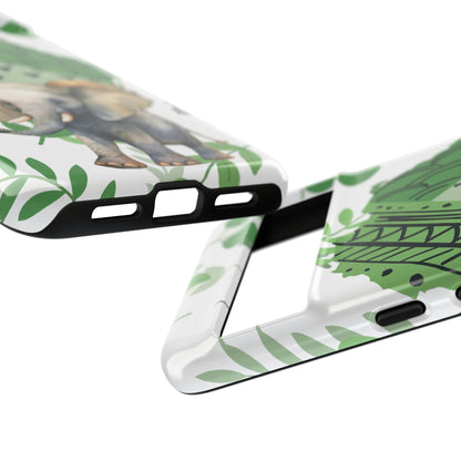 Playful Baby Elephant Mobile Cover – Tropical Boho Art