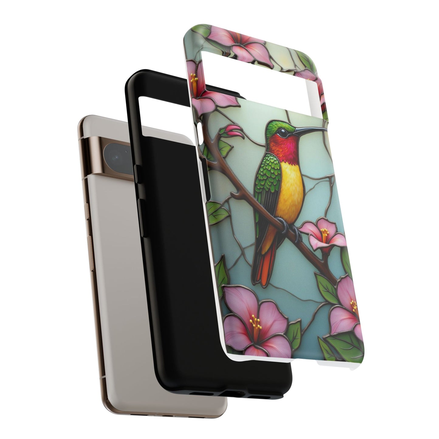 Elegant Hummingbird with Floral Mosaic | Artistic Nature Design