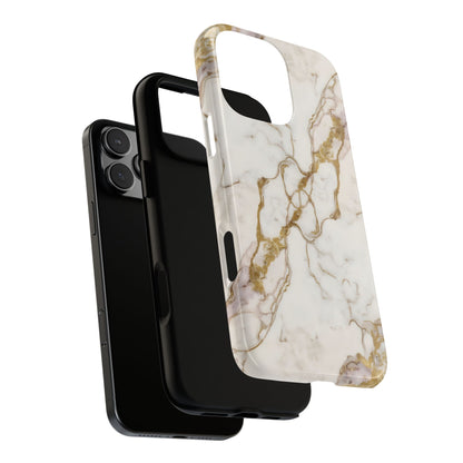 Elegant White and Gold Marble Case Design