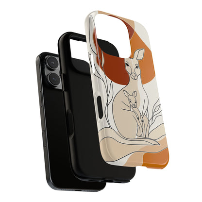 Outback Love: Kangaroo & Joey Line Art Phone Case for iPhone, Samsung & Pixel