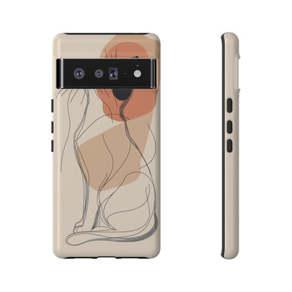 Graceful Cat Outline: Abstract Whiskered Beauty Phone Case for iPhone, Samsung & Pixel