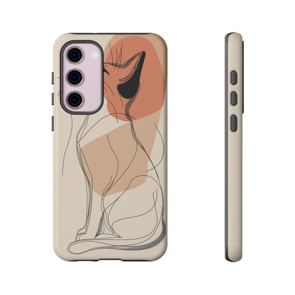 Graceful Cat Outline: Abstract Whiskered Beauty Phone Case for iPhone, Samsung & Pixel