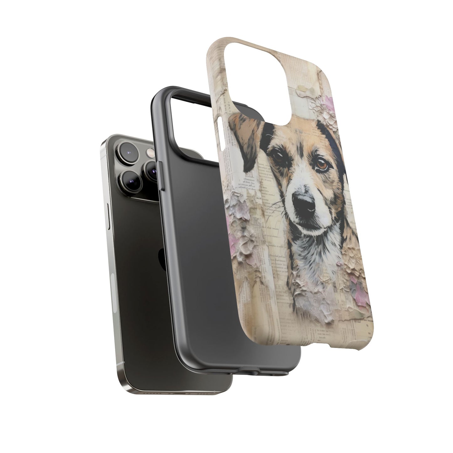 Vintage Collage Dog Portrait Mobile Cover – Artistic Mixed Media Design