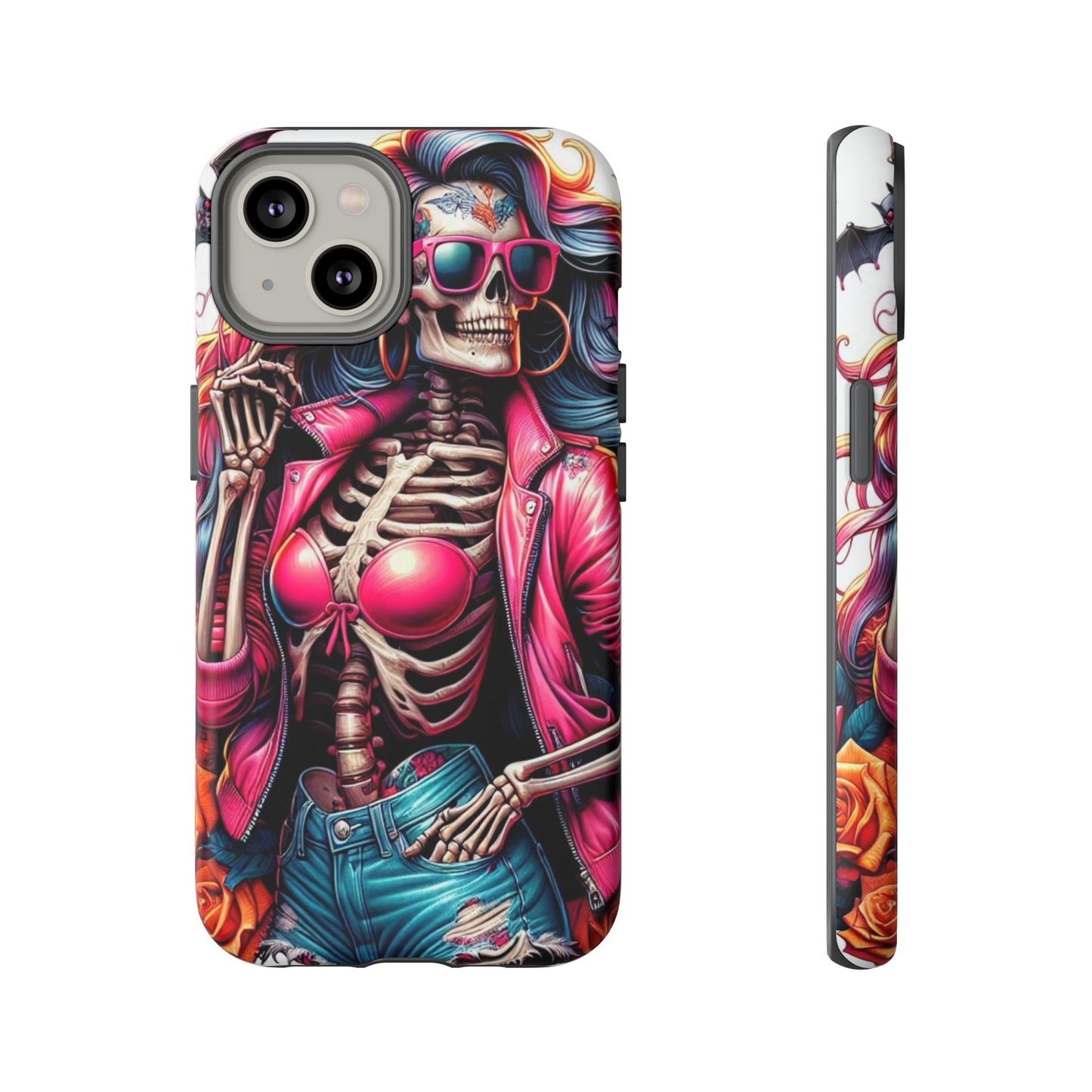 Neon Bones – Retro Skeleton & Vibrant Punk Aesthetic Mobile Cover