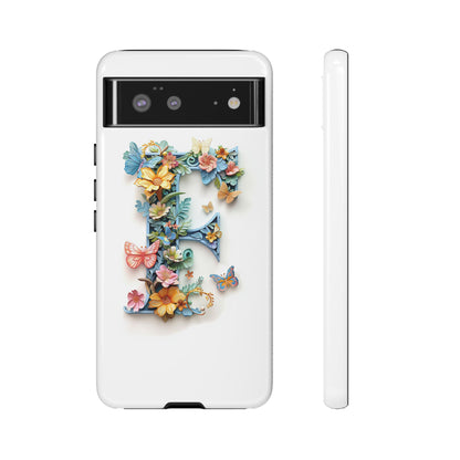 Floral Letter F Phone Case – Personalized Aesthetic Cover for iPhone, Samsung & Google Pixel