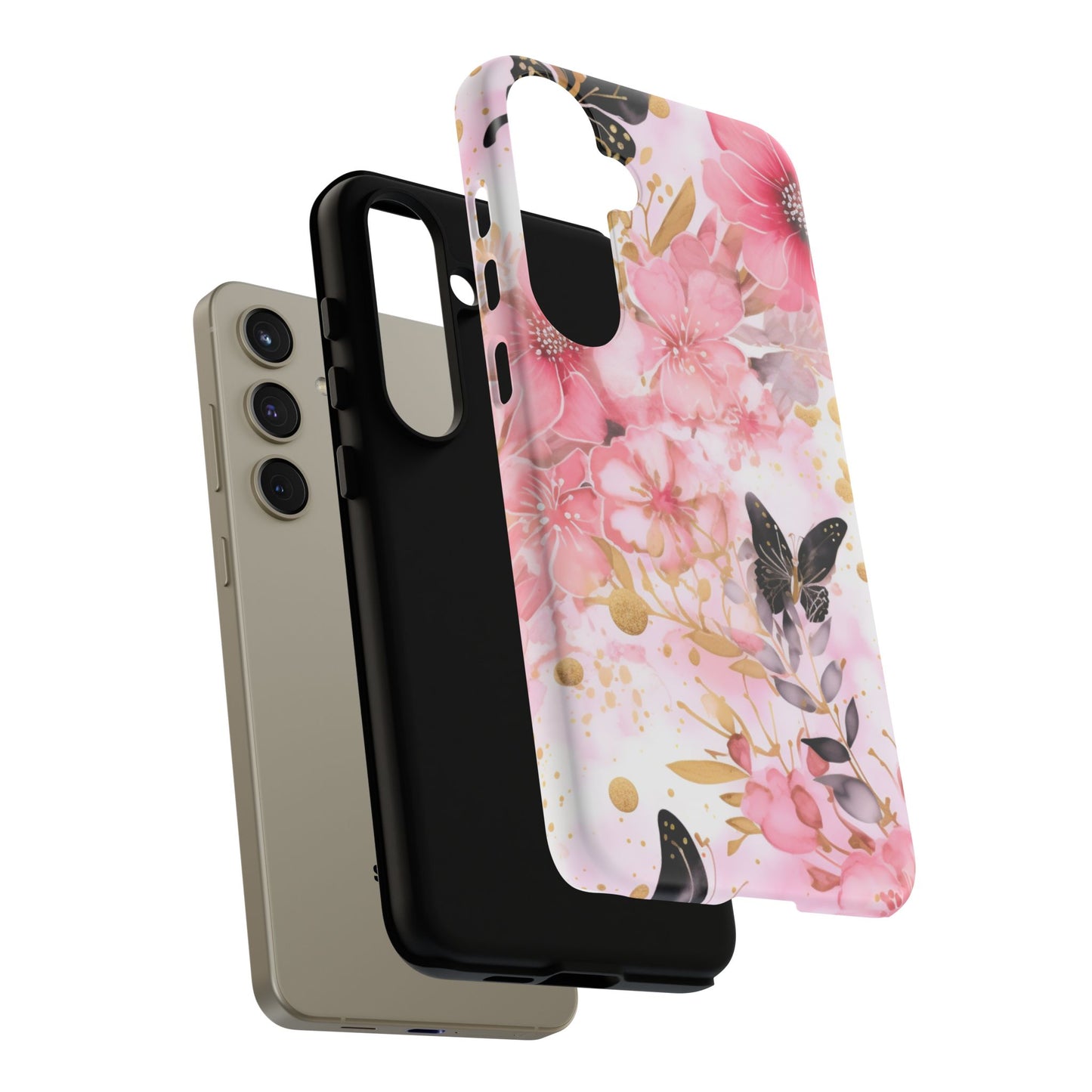 Pink Blossom & Gold Butterfly Mobile Case