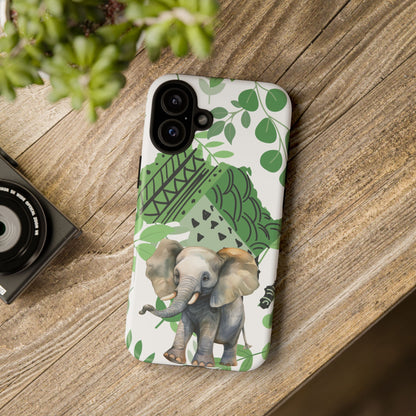 Playful Baby Elephant Mobile Cover – Tropical Boho Art