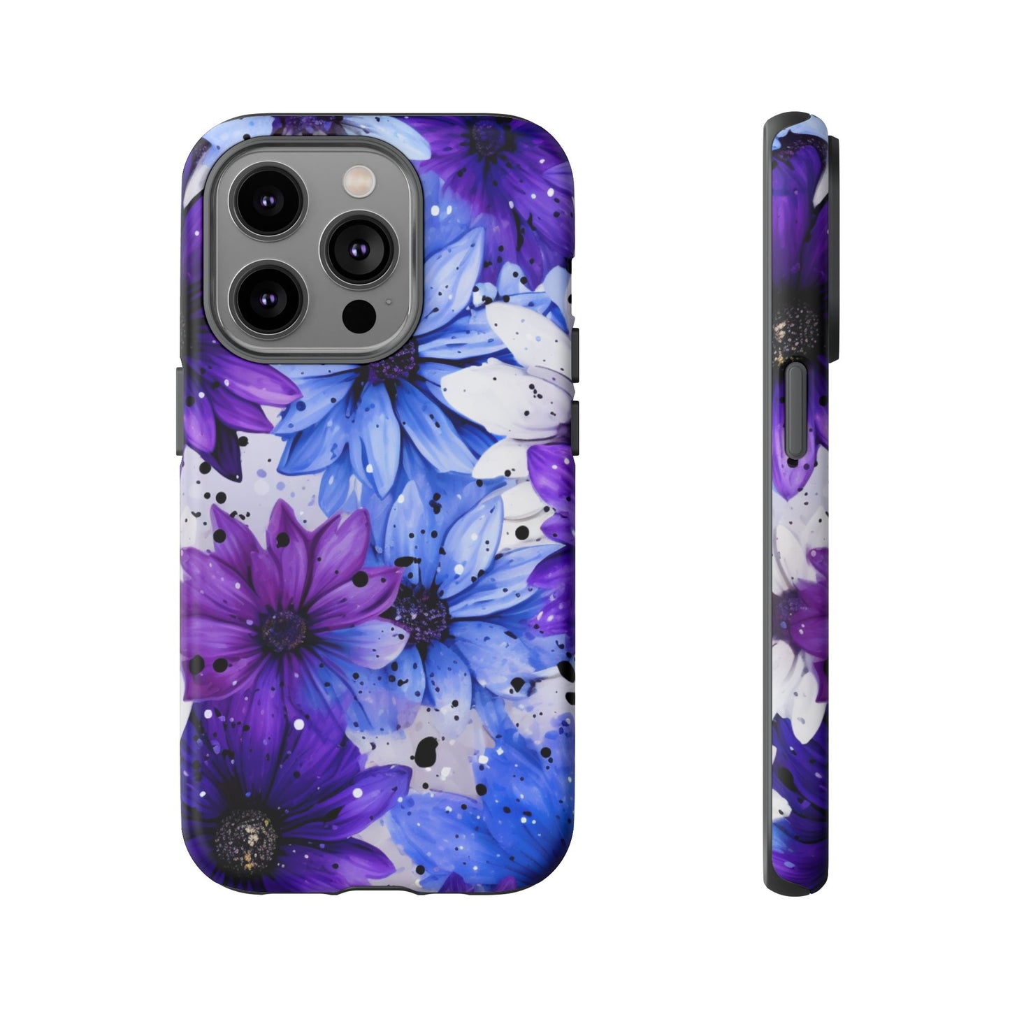 Blue & Purple Floral Splash Mobile Cover – Elegant Artistic Flowers