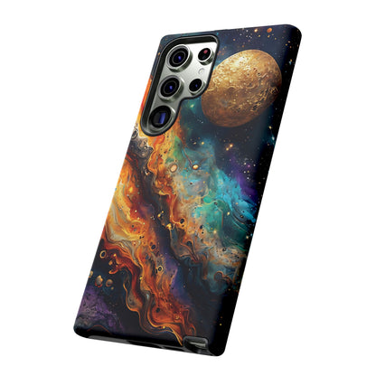 Cosmic Abstract Artwork With Dynamic Swirling Fluid Patterns phone case design.