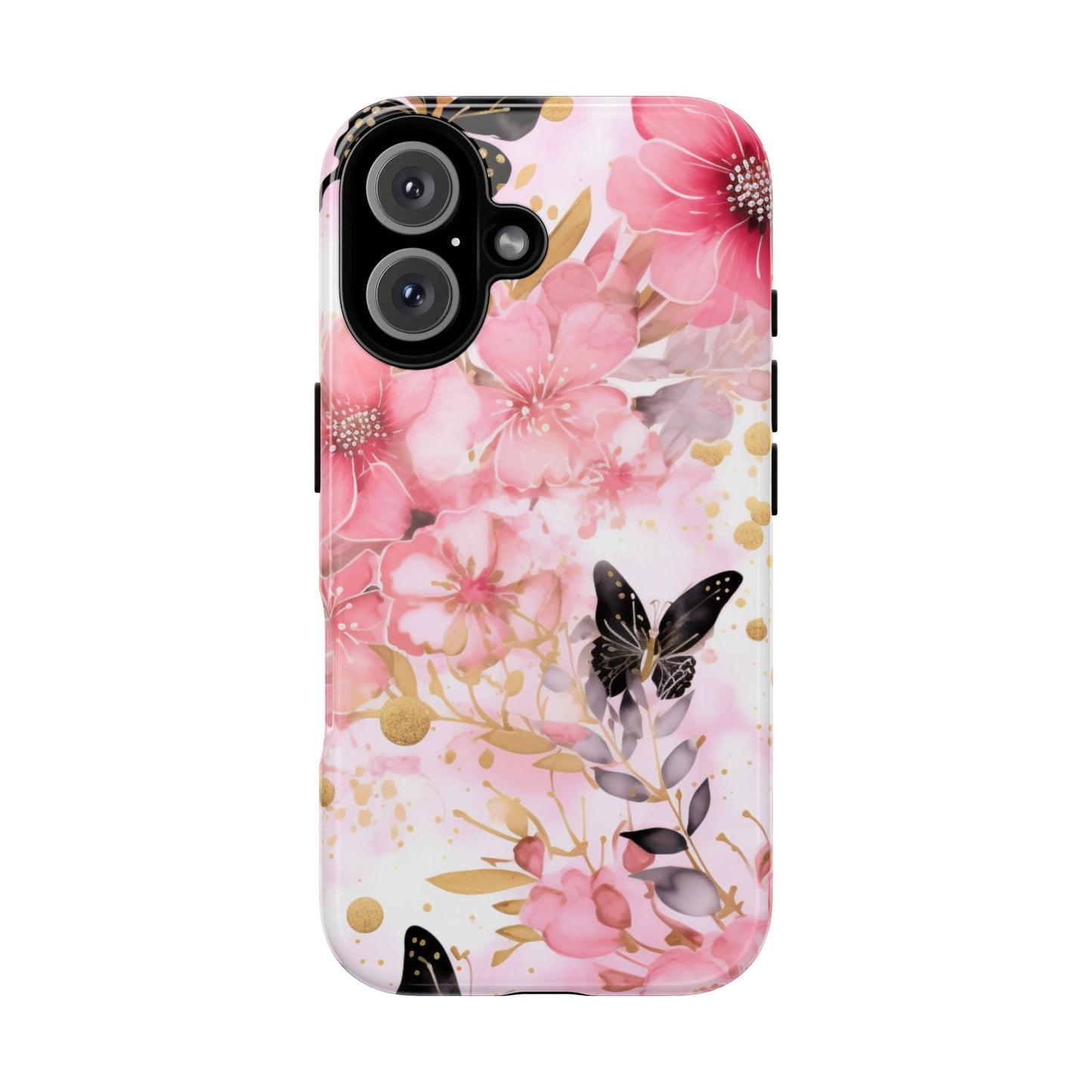 Pink Blossom & Gold Butterfly Mobile Case