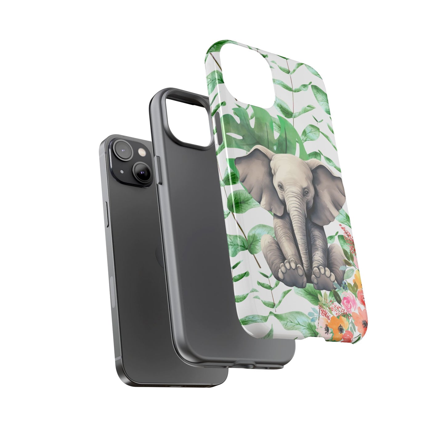 Cute Baby Elephant Mobile Cover – Floral & Tropical Aesthetic