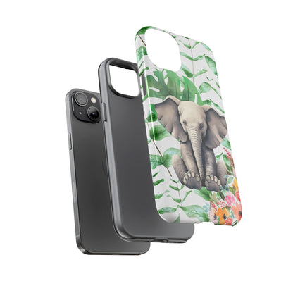 Cute Baby Elephant Mobile Cover – Floral & Tropical Aesthetic