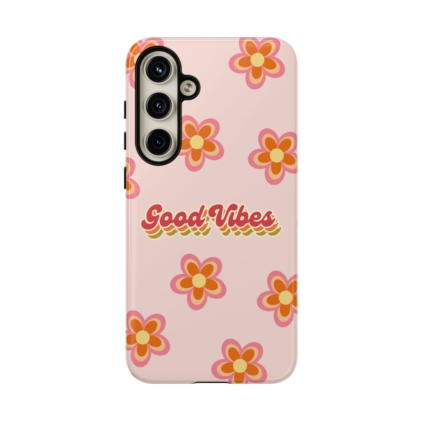 Retro Floral "Good Vibes" Phone Case – Vintage Aesthetic for iPhone, Samsung & Google Pixel