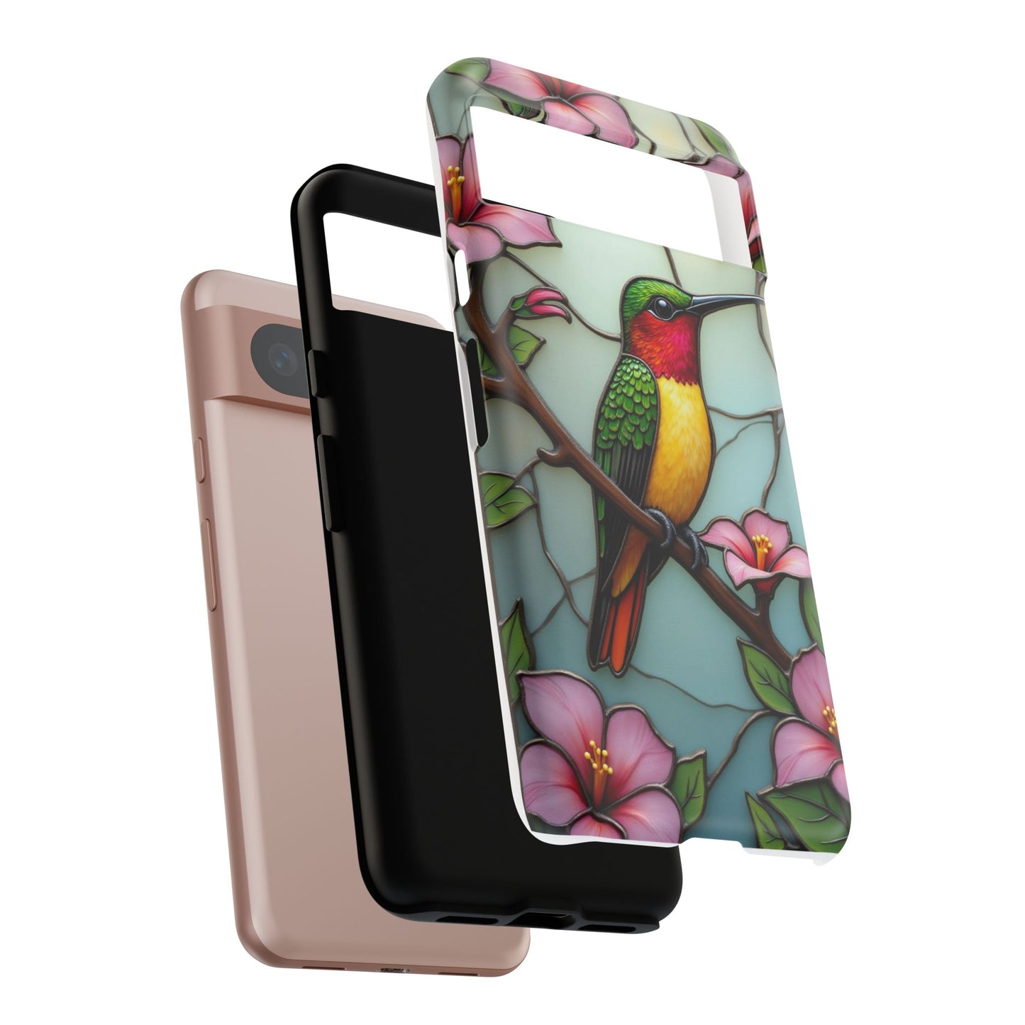 Elegant Hummingbird with Floral Mosaic | Artistic Nature Design
