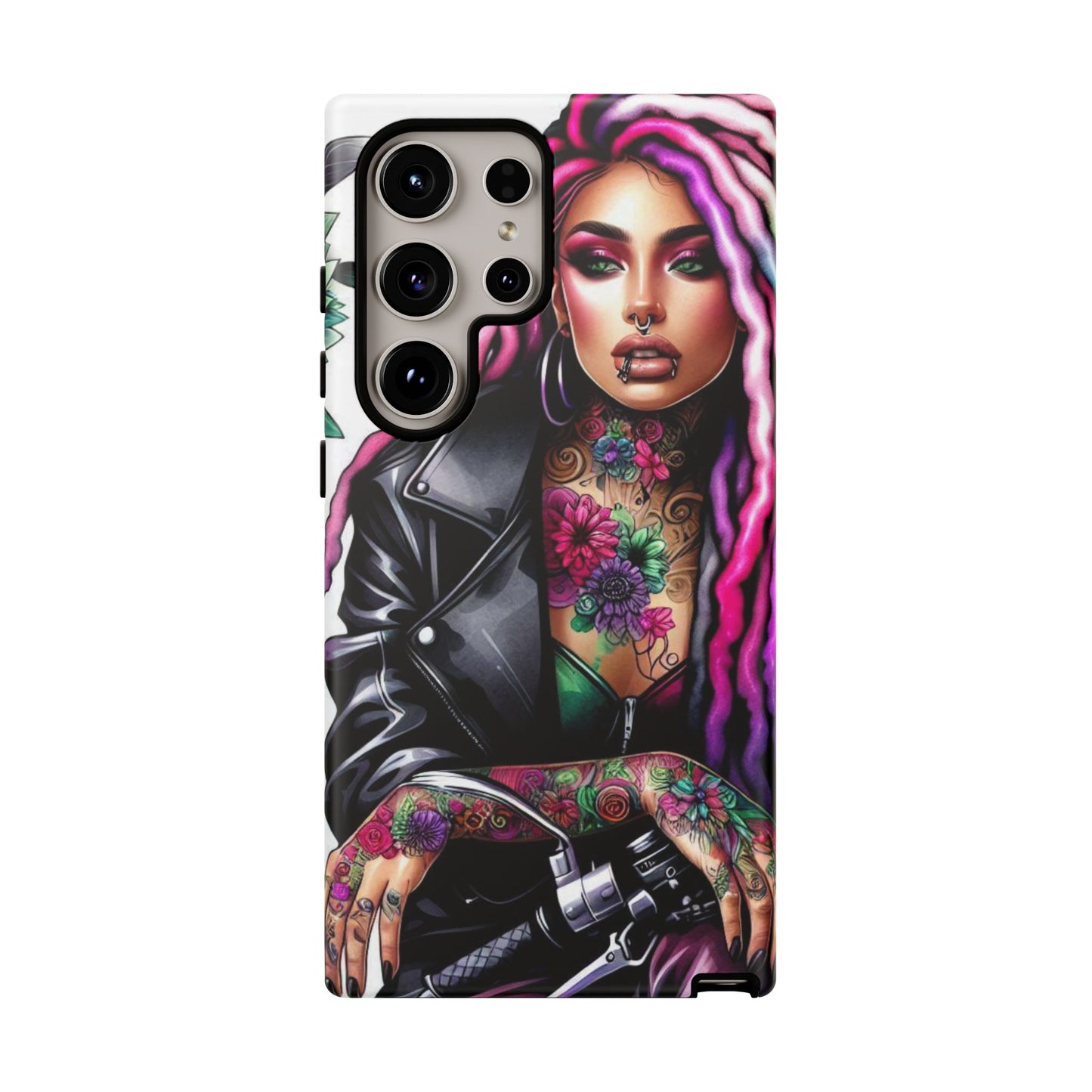 Neon Rebel – Vibrant Biker Queen Mobile Cover