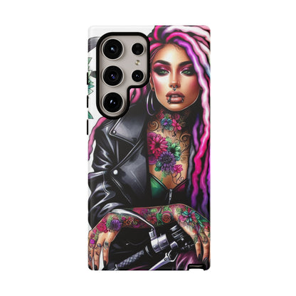 Neon Rebel – Vibrant Biker Queen Mobile Cover