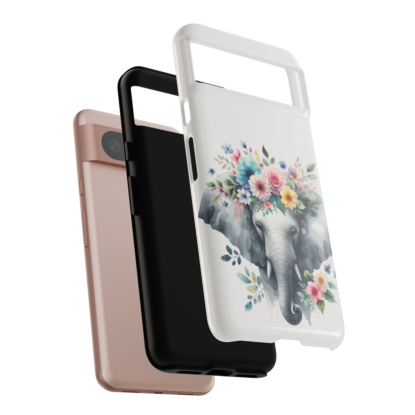 Floral Crown Elephant Mobile Cover – Elegant Watercolor Art