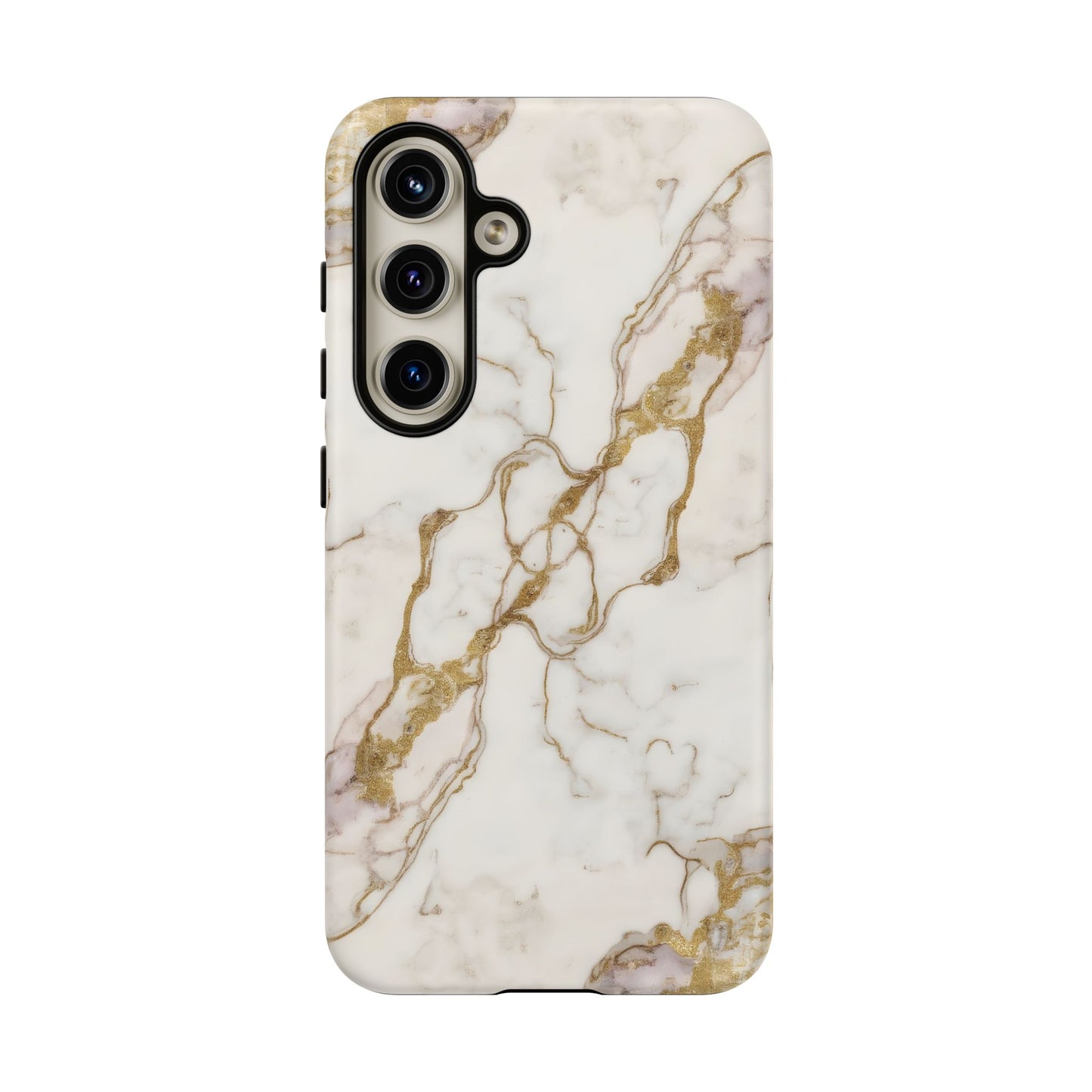 Elegant White and Gold Marble Case Design