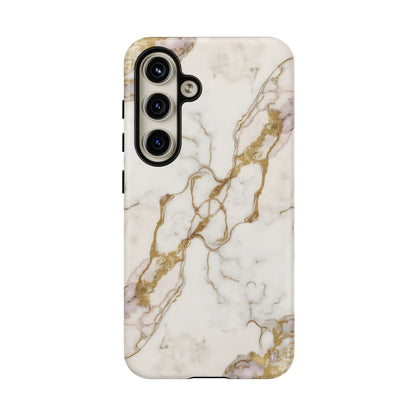 Elegant White and Gold Marble Case Design