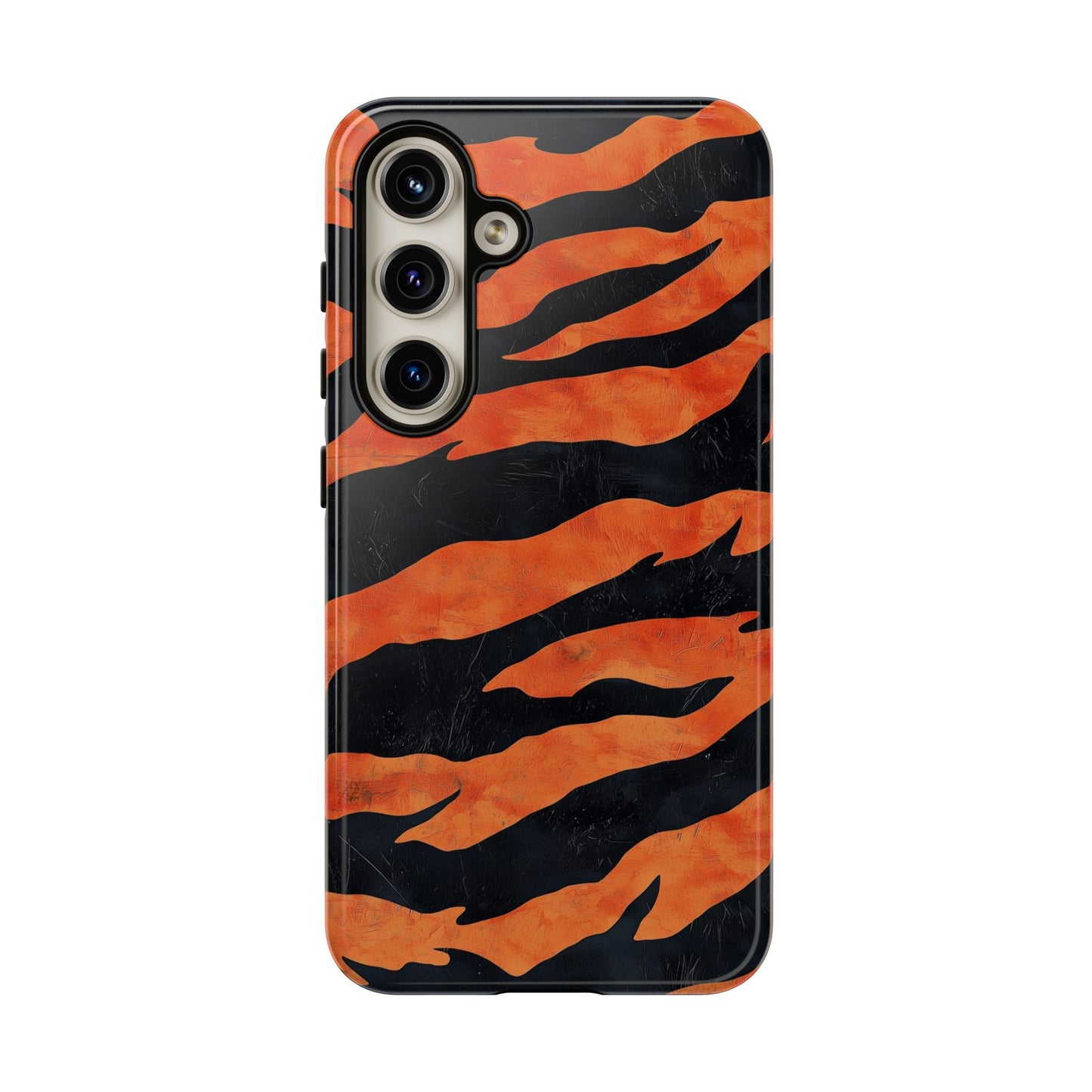 Burnt Orange & Black Tiger Stripes Phone Case for iPhone, Samsung & Google Pixel