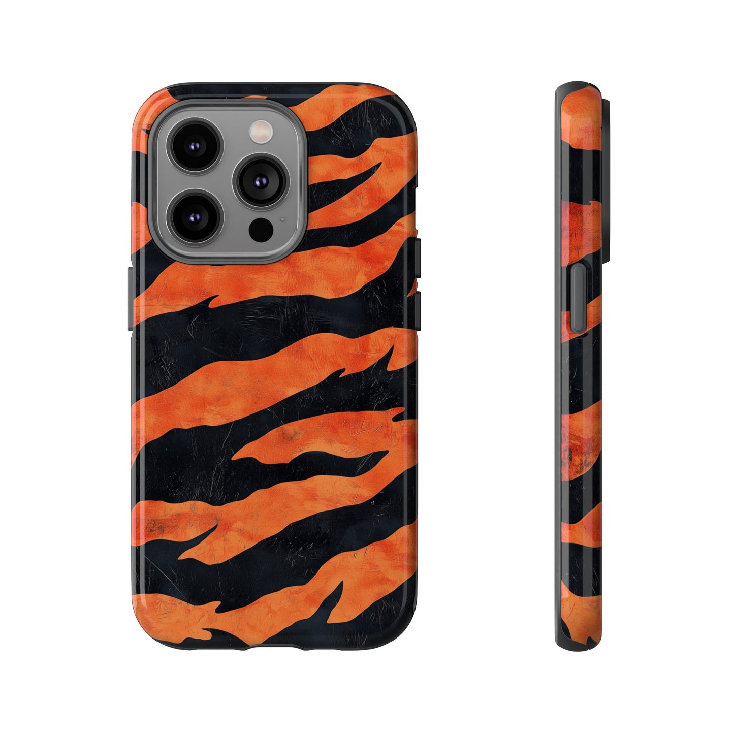 Burnt Orange & Black Tiger Stripes Phone Case for iPhone, Samsung & Google Pixel