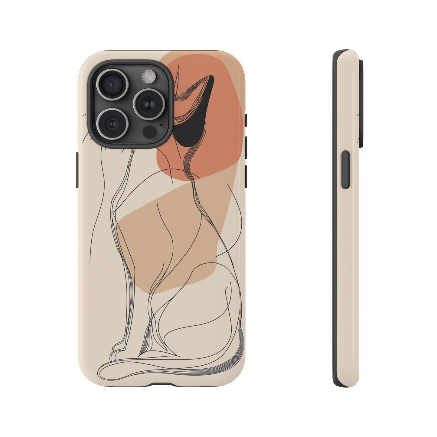 Graceful Cat Outline: Abstract Whiskered Beauty Phone Case for iPhone, Samsung & Pixel