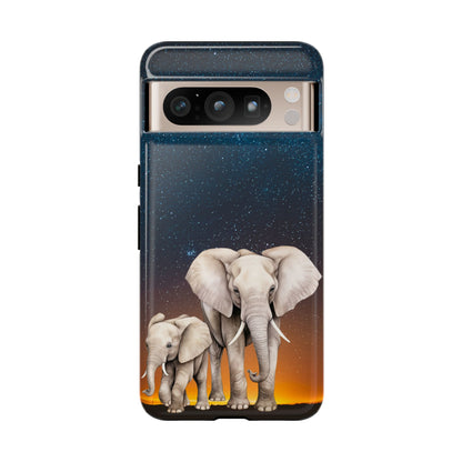 Starry Safari Elephant Family Mobile Cover – Cosmic Wildlife Aesthetic
