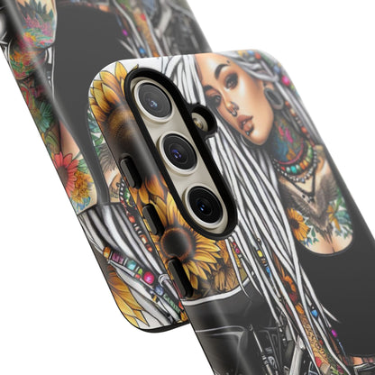 Sunflower Biker Queen – Bohemian Tattooed Rebel Mobile Cover