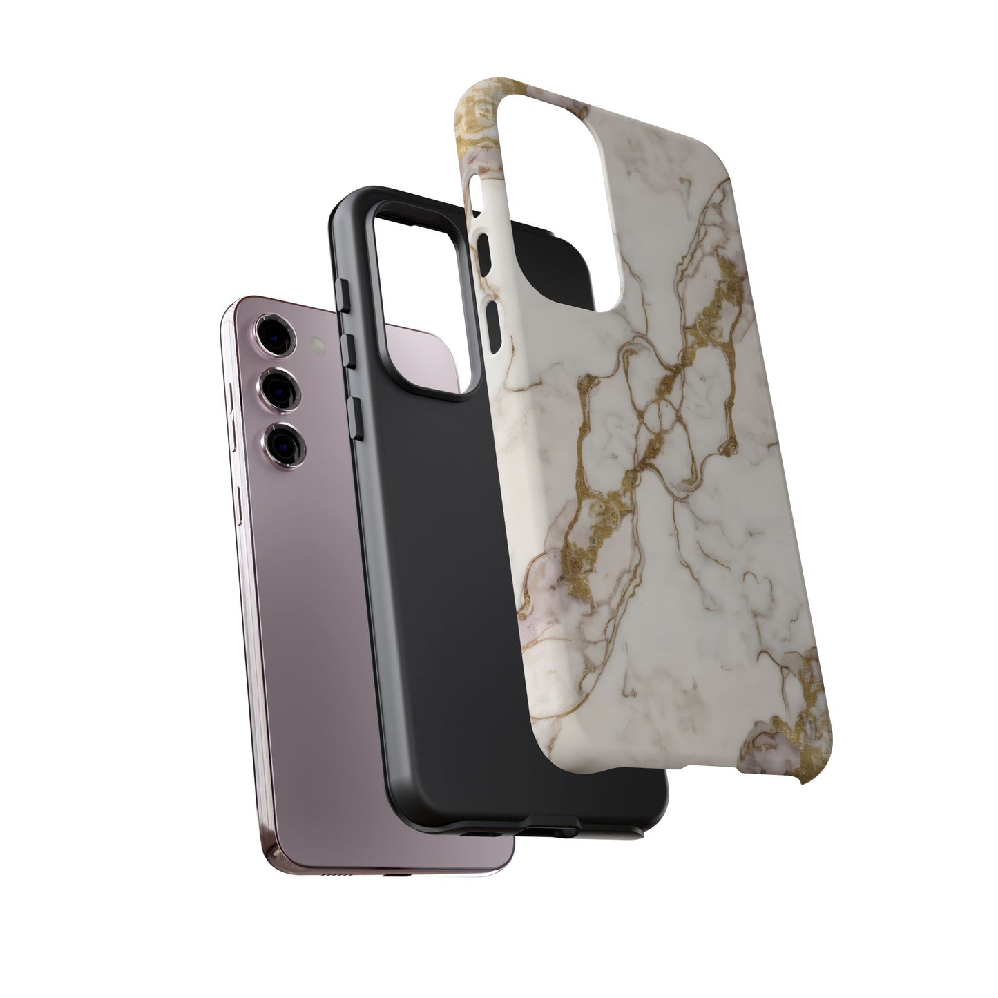 Elegant White and Gold Marble Case Design
