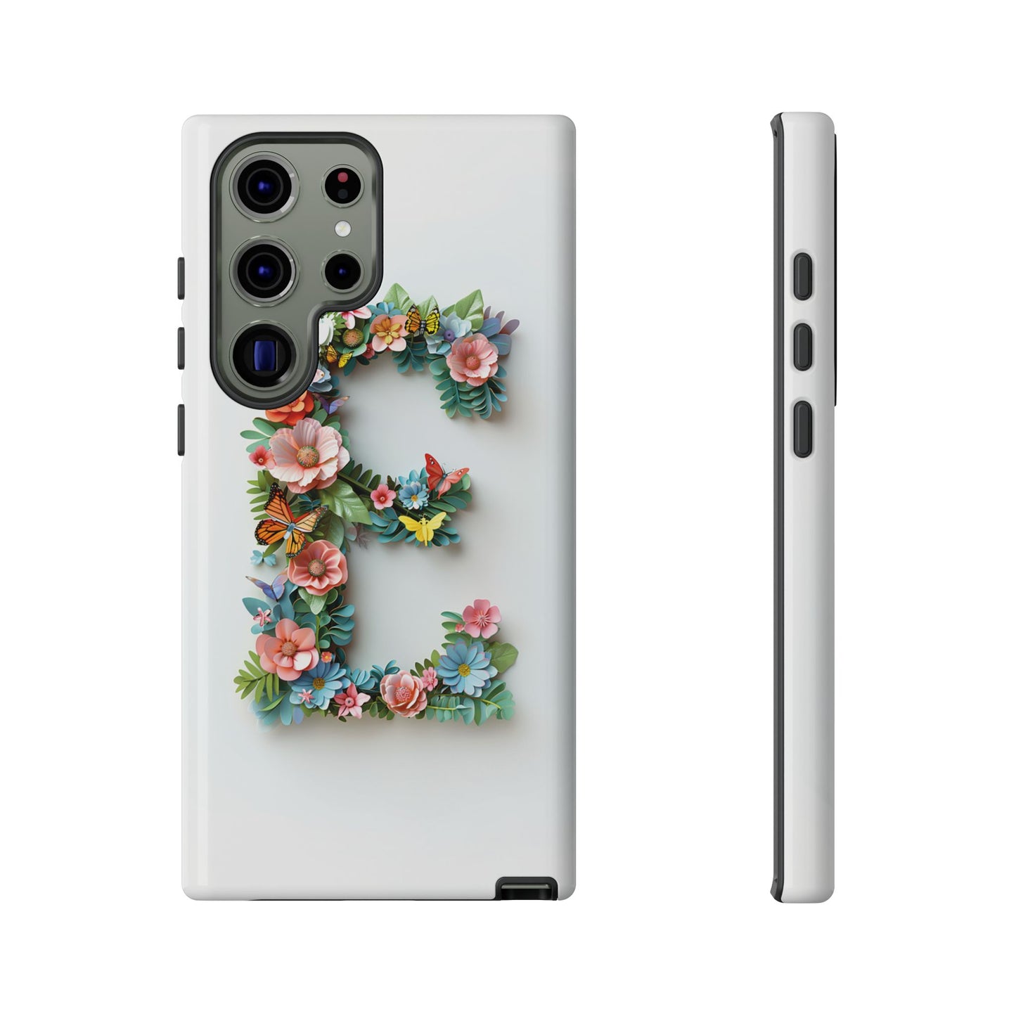 Floral Letter E Phone Case – Personalized Aesthetic Cover for iPhone, Samsung & Google Pixel