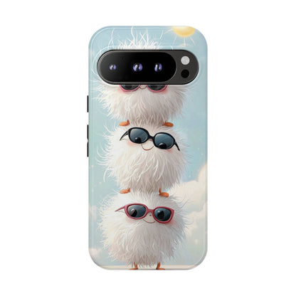 Fluffy Anime Phone Case – Cute Kawaii Fuzzy Creatures, Aesthetic Pastel Art, Soft Cloudy Background, iPhone, Samsung & Google Pixel Case