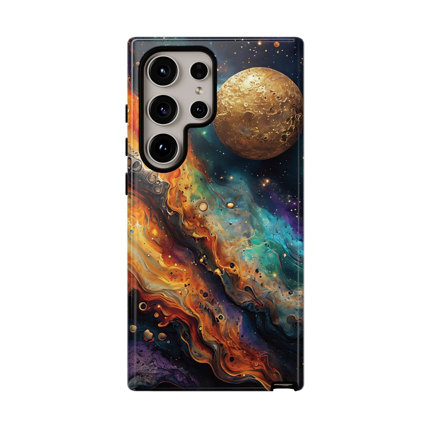 Cosmic Abstract Artwork With Dynamic Swirling Fluid Patterns phone case design.