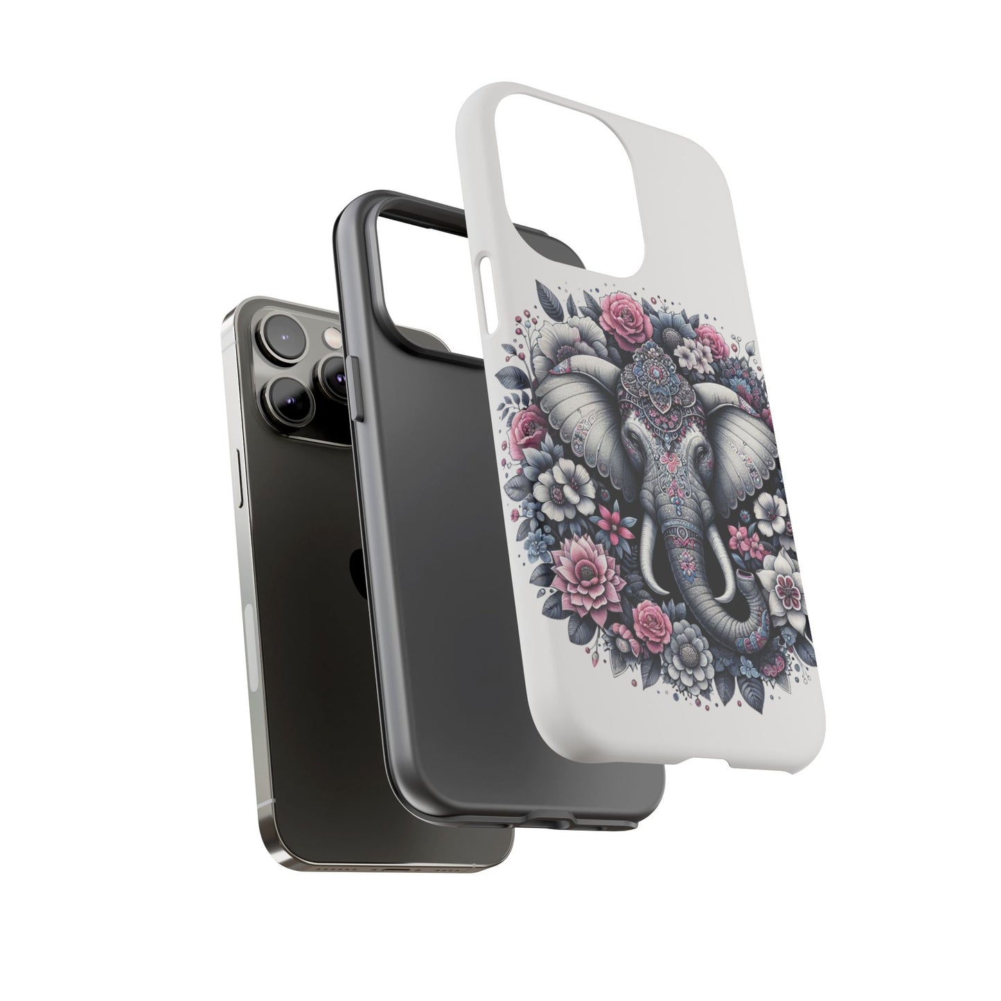 Ornate Floral Elephant Mobile Cover – Elegant Bohemian Art