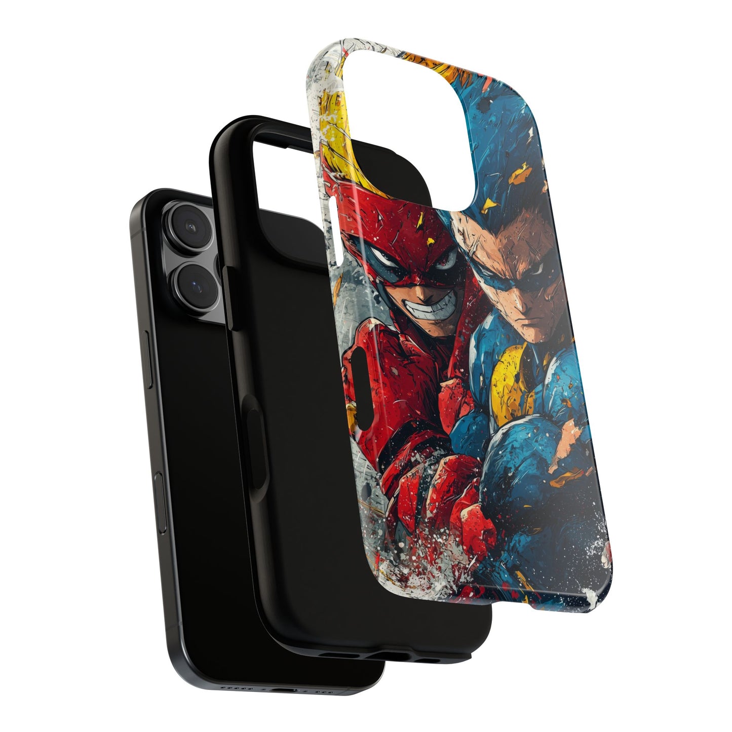 Comic Clash: Superhero Duo | Action, Power, Justice, Heroes, Manga Style Phone Case for iPhone, Samsung & Pixel