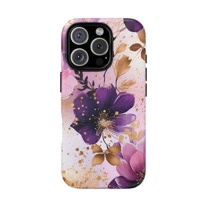 Luxury Purple & Gold Floral Aesthetic Mobile Case