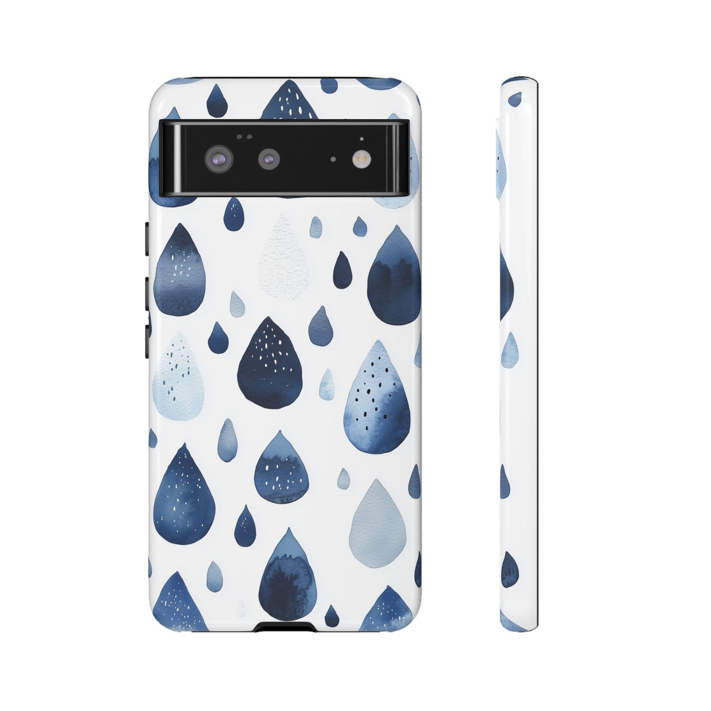 Indigo Rain Drops Watercolor Phone Case for iPhone, google Pixel & Samsung