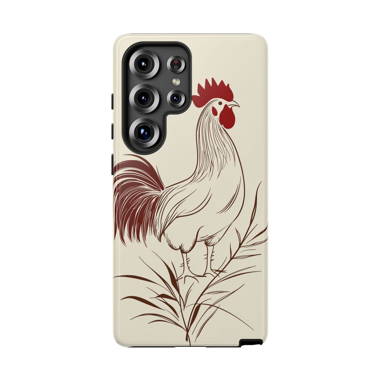 Golden Dawn Rooster: Minimalist Farmstead Charm Case for iPhone, Samsung & Pixel