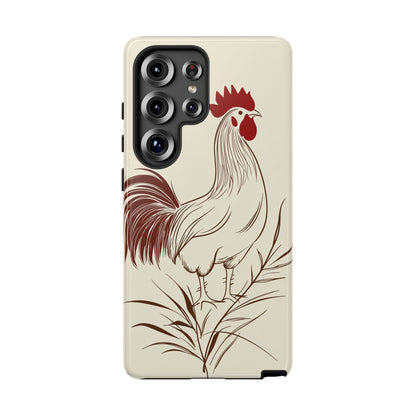 Golden Dawn Rooster: Minimalist Farmstead Charm Case for iPhone, Samsung & Pixel