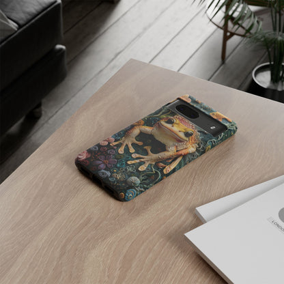 Intricate 3D Felt Artwork of Underwater Ecosystem with Frog phone case design.