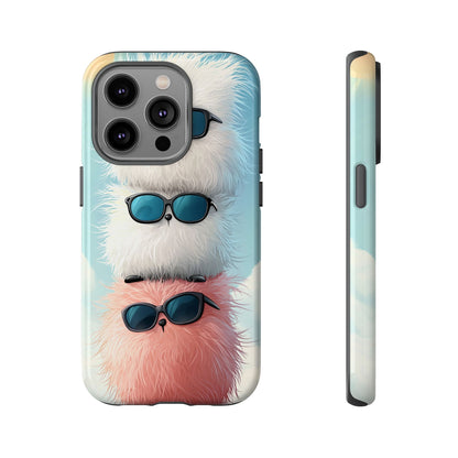 Fluffy Stack Anime Phone Case – Cute Kawaii Furry Creatures with Sunglasses, iPhone, Samsung & Google Pixel Case