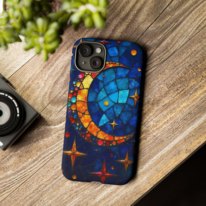 Celestial Crescent: Moon and Stars in Color