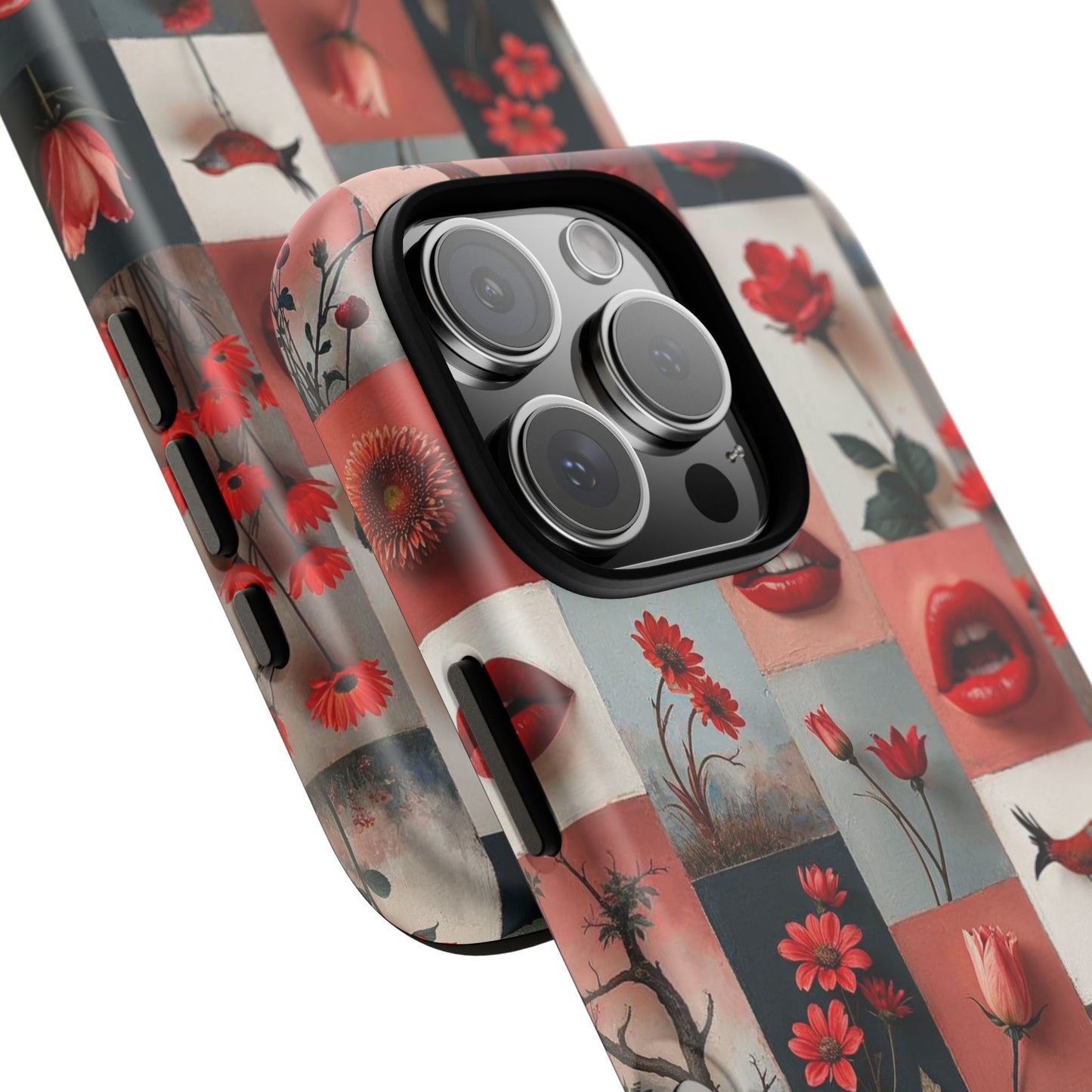 Red Flowers & Lips Collage Phone Case