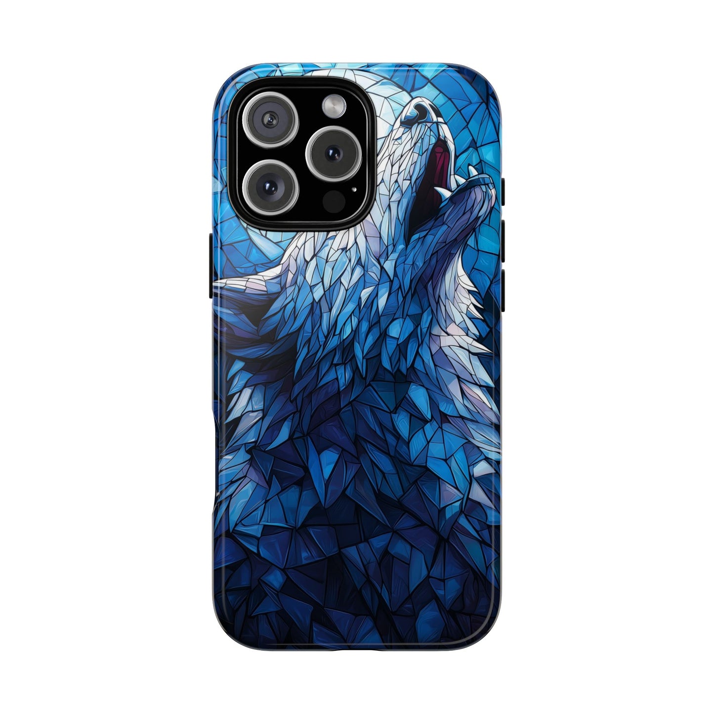 Mystic Moon Wolf – Stained Glass Mosaic Phone Case for iPhone, Samsung & Pixel