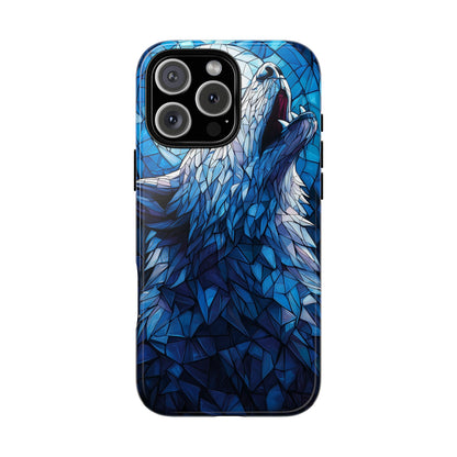 Mystic Moon Wolf – Stained Glass Mosaic Phone Case for iPhone, Samsung & Pixel