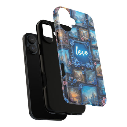 Blue Floral Love Frame Phone Case