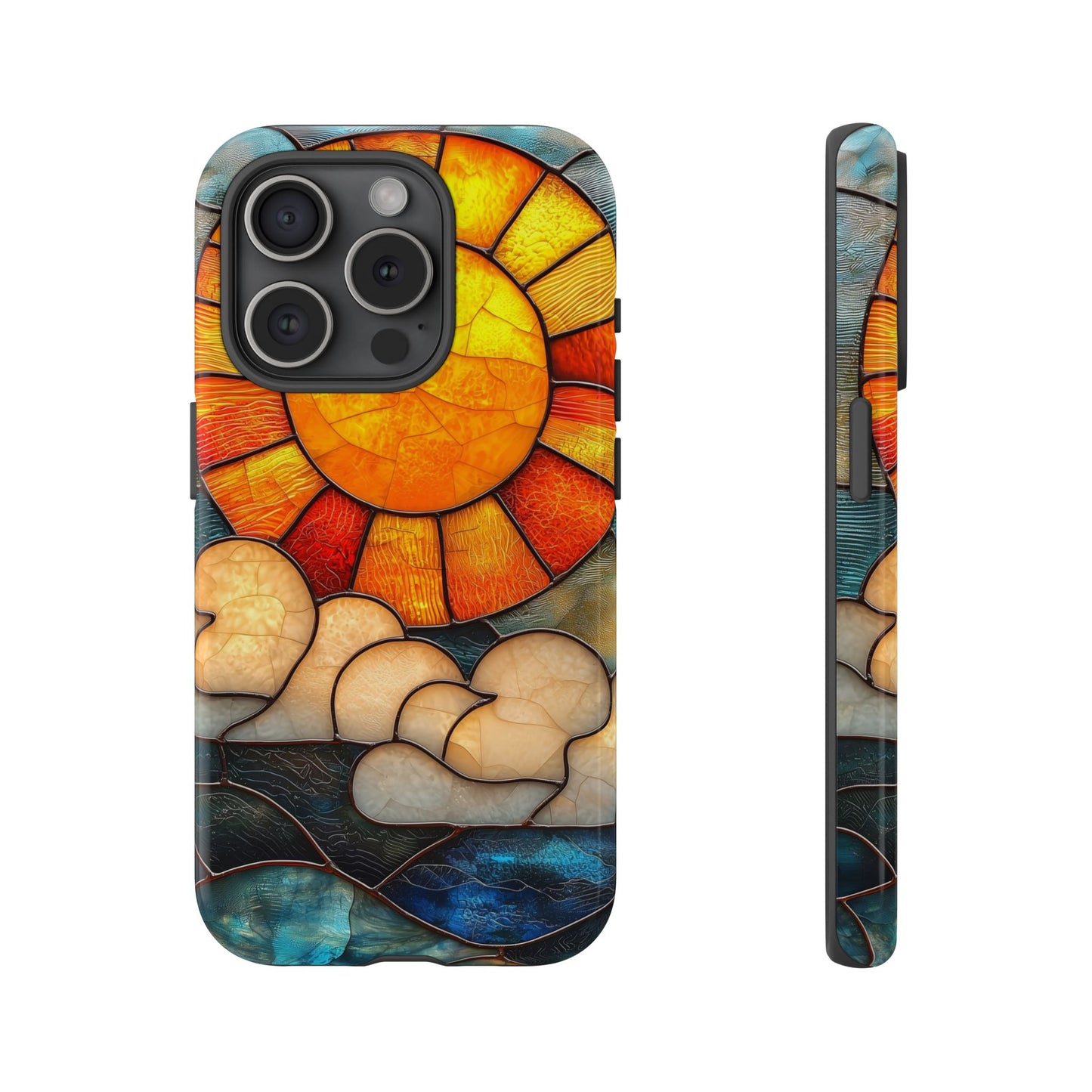 Modern Stained Glass Phone Case – Warm Tones & Abstract Landscape for iPhone, Samsung & Pixel