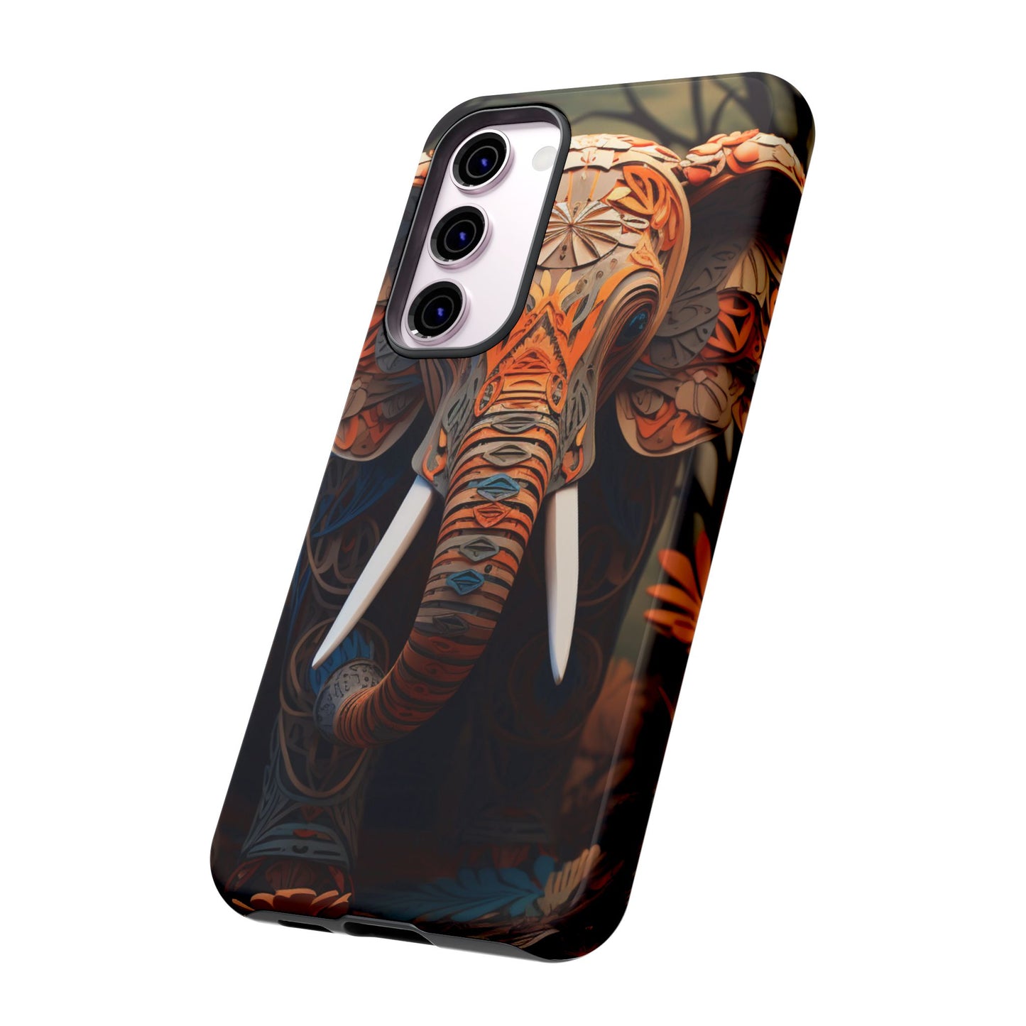Elegant Artistic Elephant Mobile Cover – Intricate Paper-Cut Design