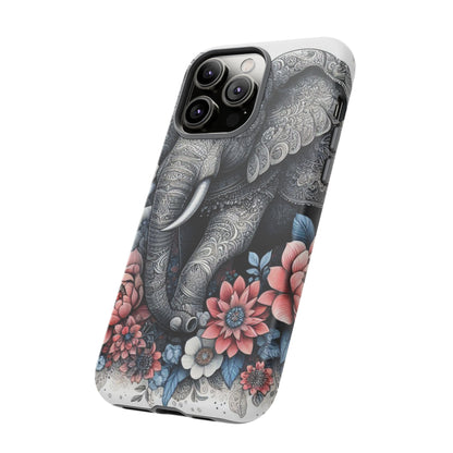 Mandala Elephant Mobile Cover – Elegant Black & White Floral Art