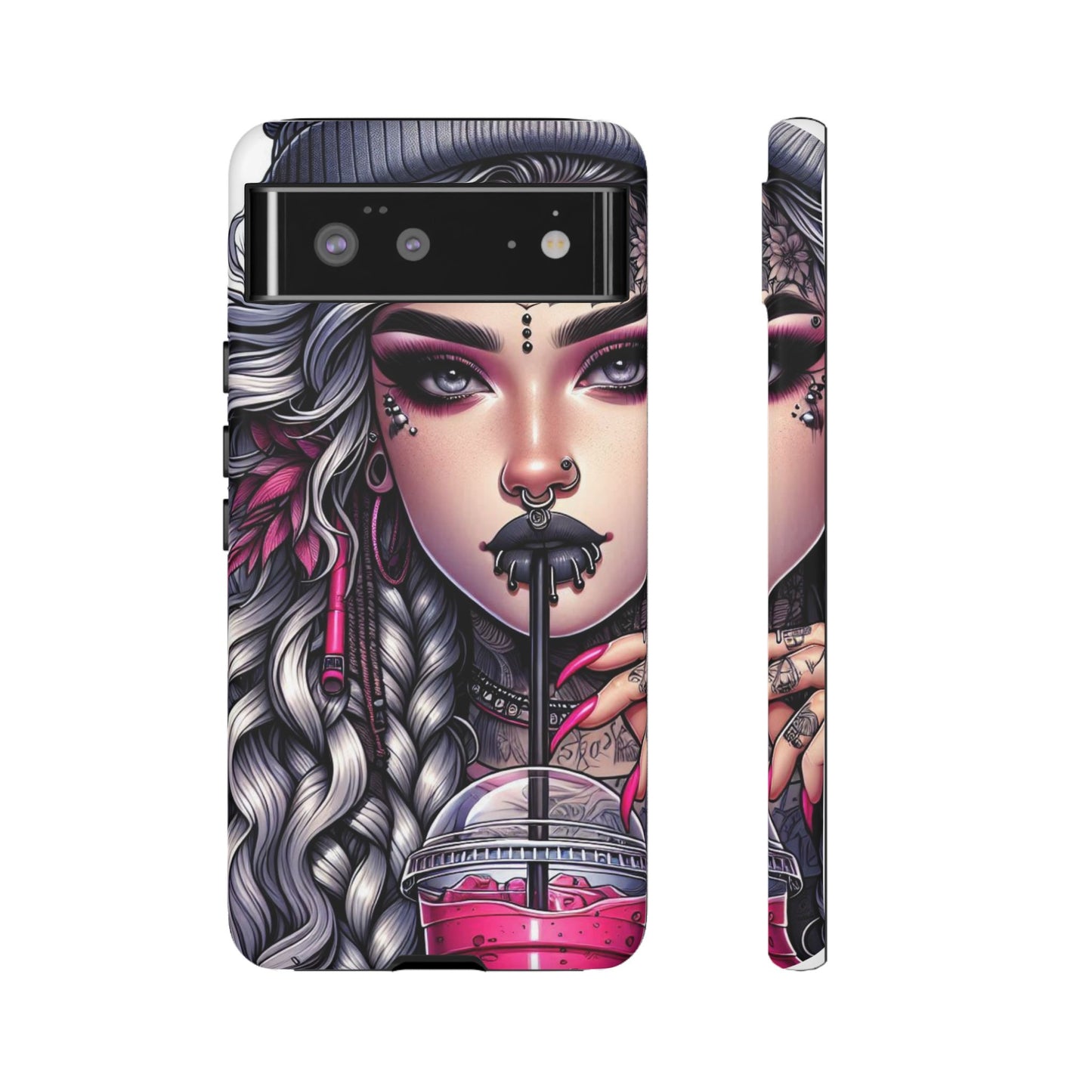 Icy Rebel – Silver Dreads & Edgy Street Chic Mobile Cover
